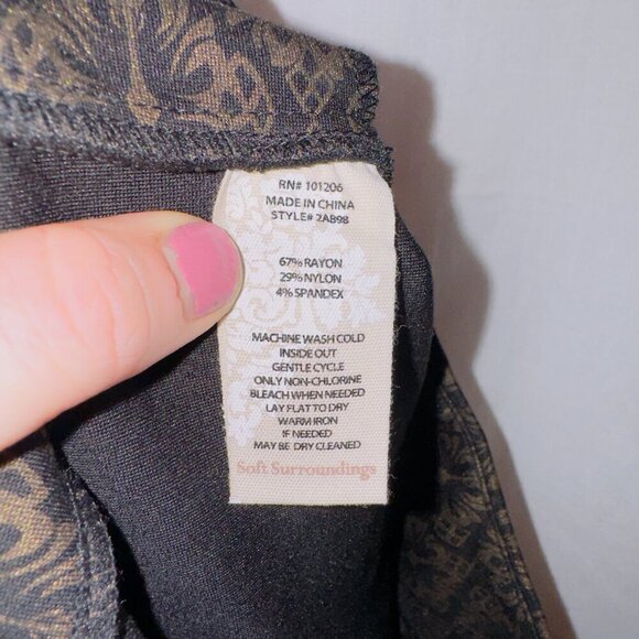 Soft Surroundings NWT Gold Leaf Print Ankle Length Pants size small - Picture 6 of 7